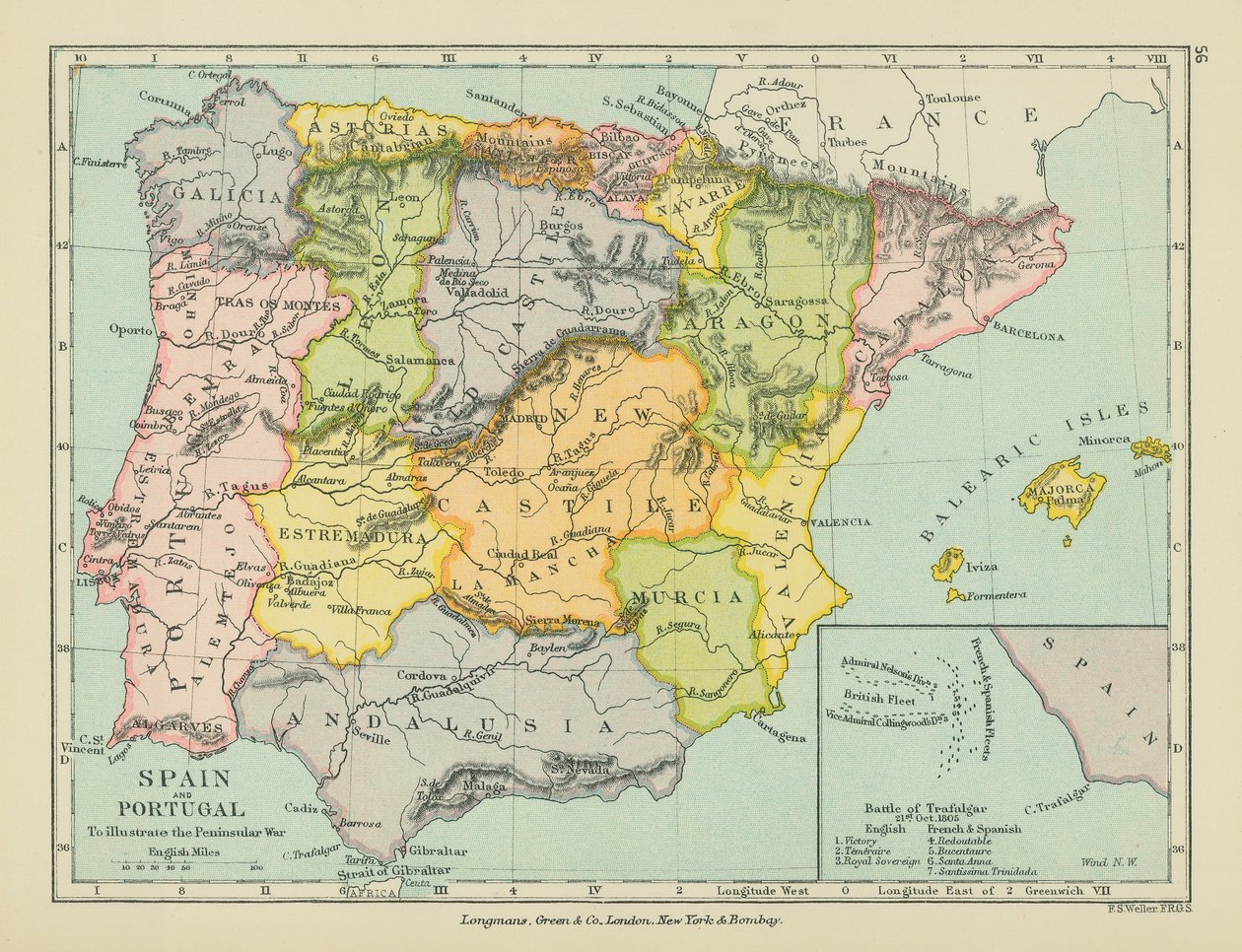 Španělsko a Portugalsko (barevná litografie) od English School