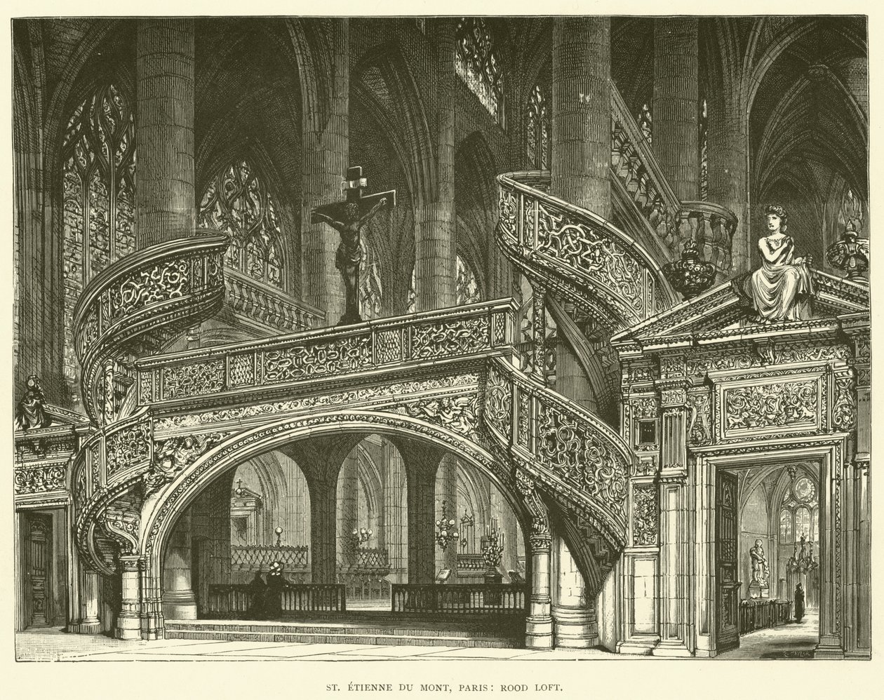 St Etienne du Mont, Paříž, Rood Loft (rytina) od English School