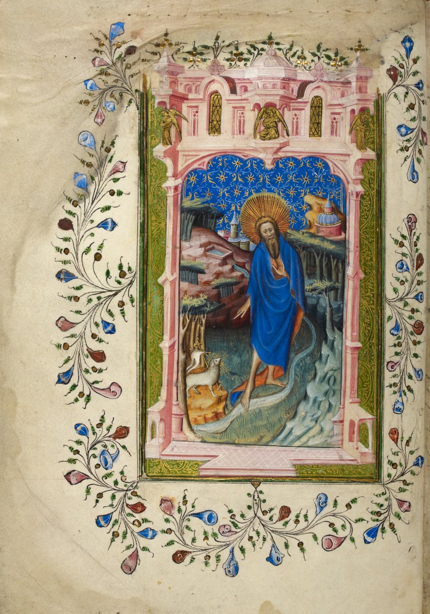 Svatý Jan Křtitel, s Agnus Dei 1405-10 (barva na pergamenu) od English School