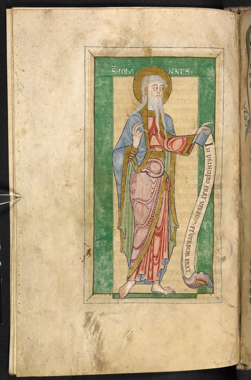 Svatý Jan s rámem v zelené barvě (vellum) od English School