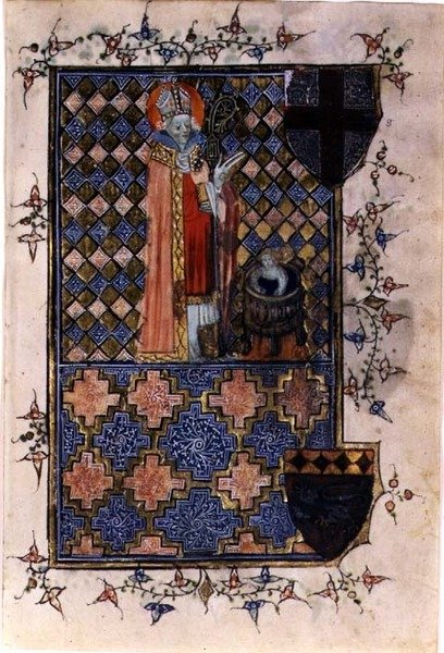 Svatý Mikuláš oživuje mládež, z knihy hodin, cca 1400-40 (vellum) od English School
