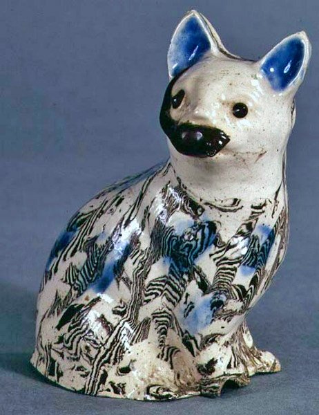 Staffordshire Solid Agate cat, cca 1745 (keramika) od English School