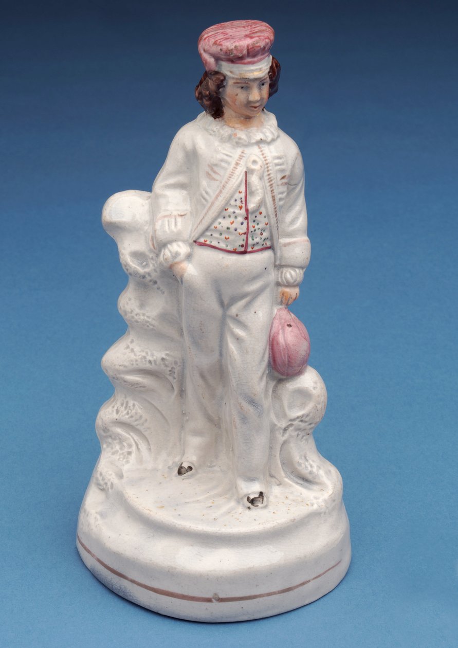 Staffordshire figurka chlapce ze školy rugby, kolem roku 1860 (keramika) od English School