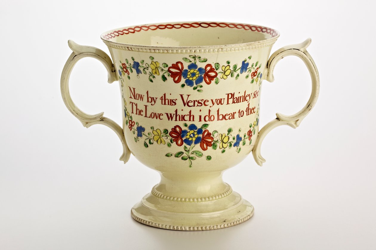 Staffordshire milující pohár, 1774 (creamware) od English School