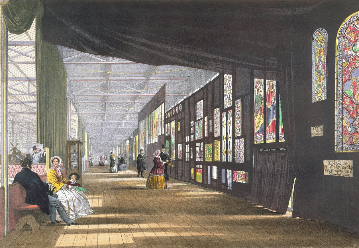 Vitrážová galerie, z knihy Dickinsons Comprehensive Pictures of the Great Exhibition of 1851, vydané v roce 1854 od English School
