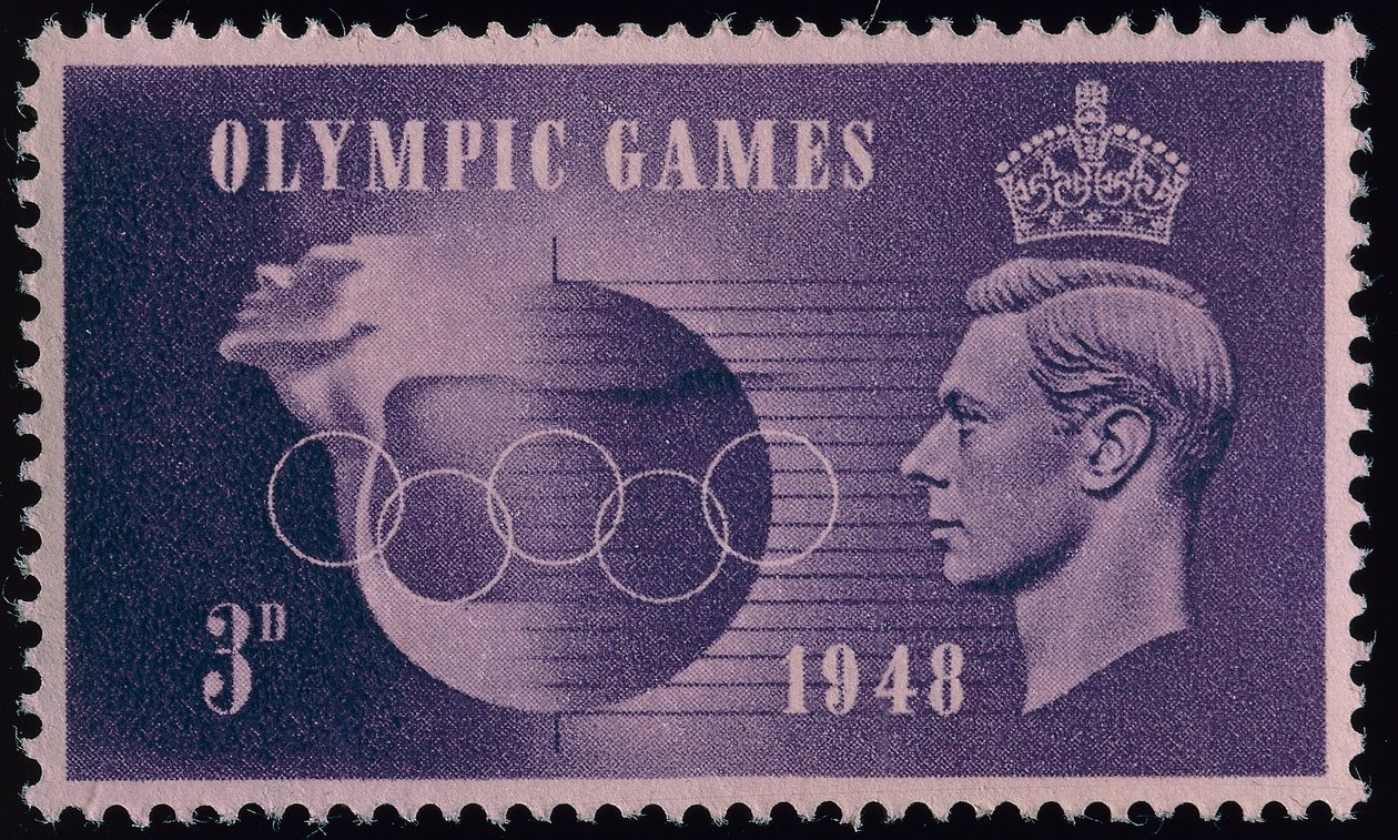 Známka připomínající olympijské hry v Londýně v roce 1948 od English School