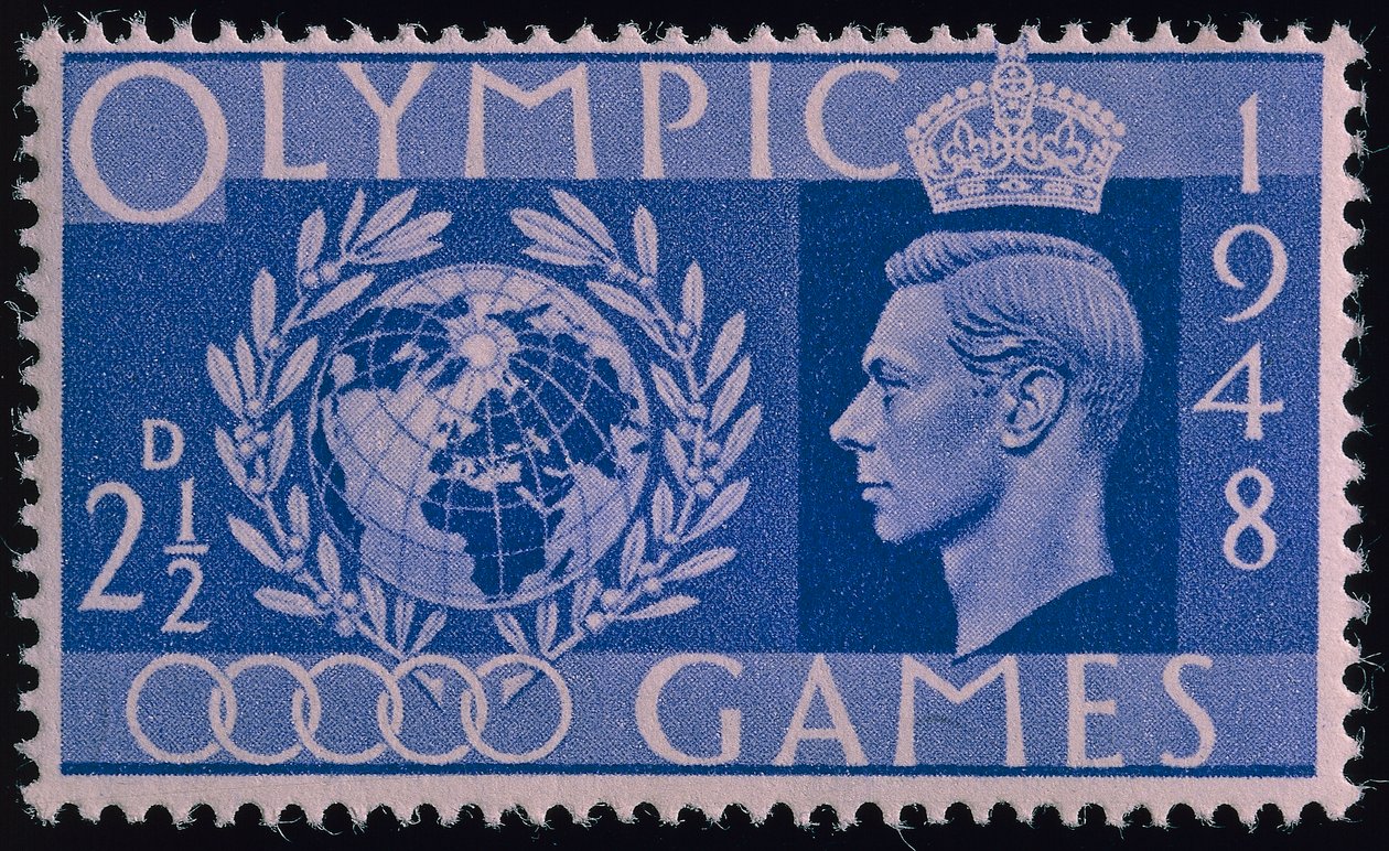 Známka připomínající olympijské hry v Londýně v roce 1948 od English School