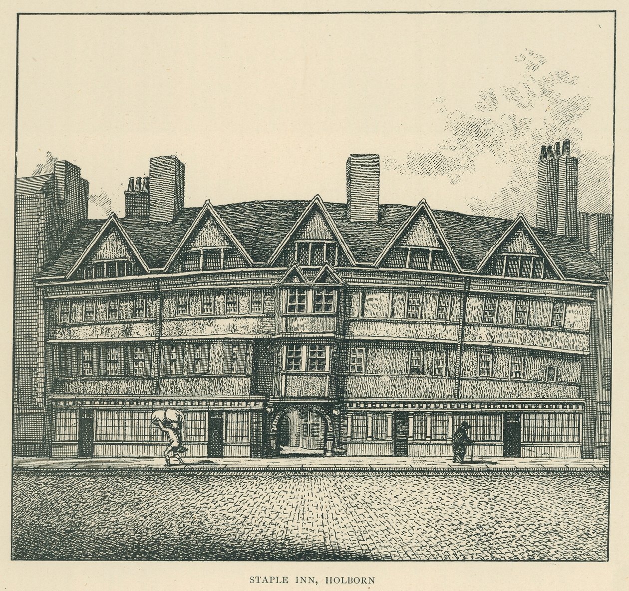 Staple Inn, Holborn (litografie) od English School