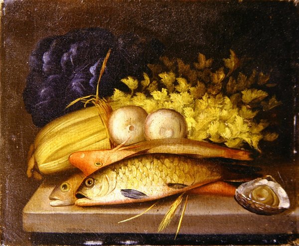 Rybí zátiší, cca 1840 (olej na plátně) od English School