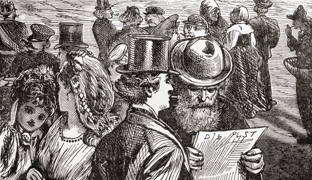 Výjev na ulici v Berlíně v 19. století, Německo, z Wardovy a Lockovy ilustrované historie světa, vyd. cca 1882. od English School