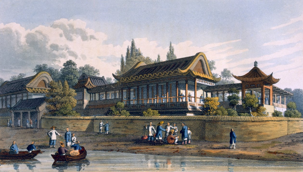 Letní palác císaře, naproti městu Tien-Sing, 1817 od English School