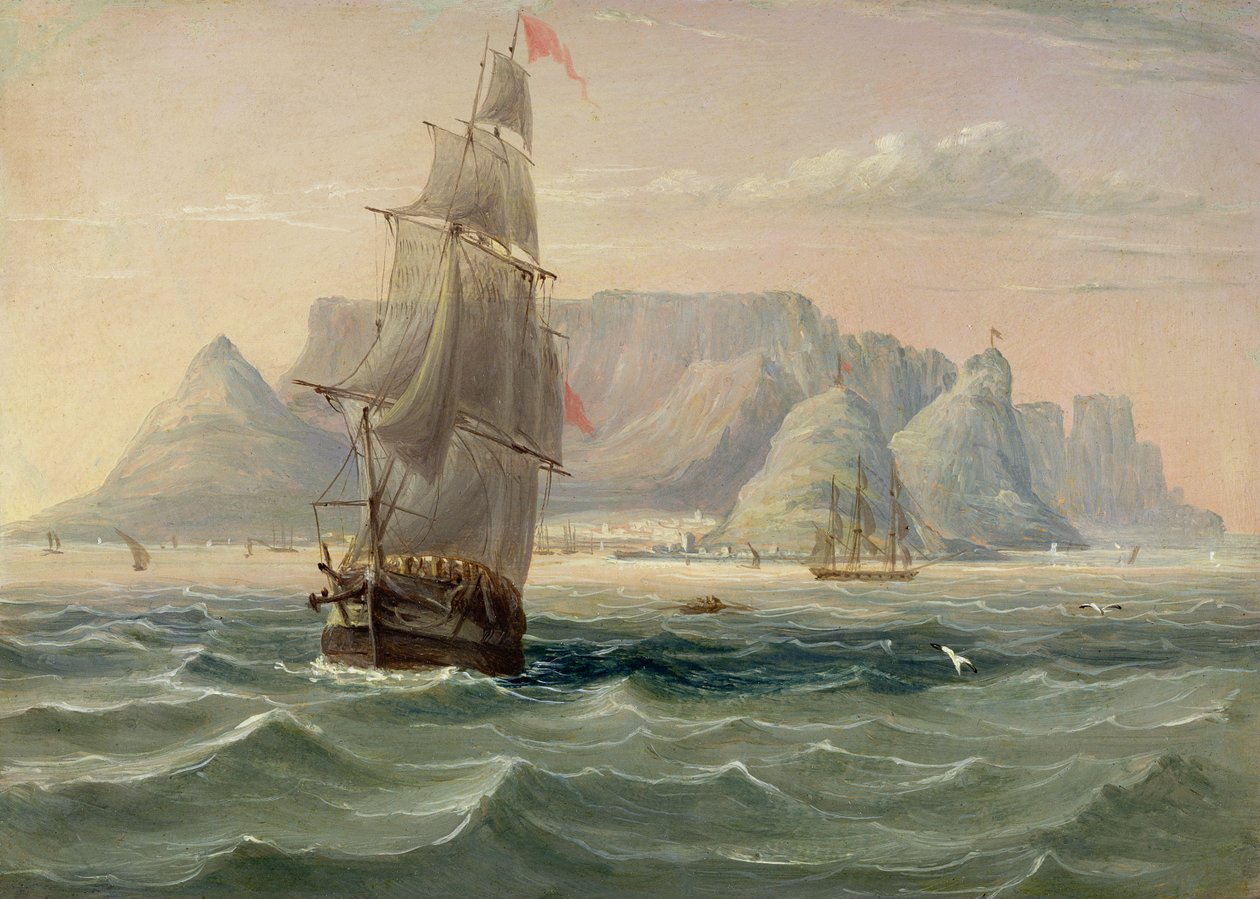 Stolová hora, Kapské Město, od moře, 1820 (olej na kartě) od English School