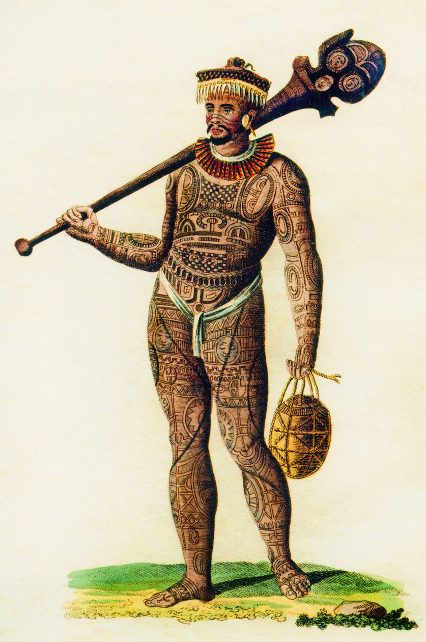 Tetovaný muž z Markézských ostrovů, 1843 od English School