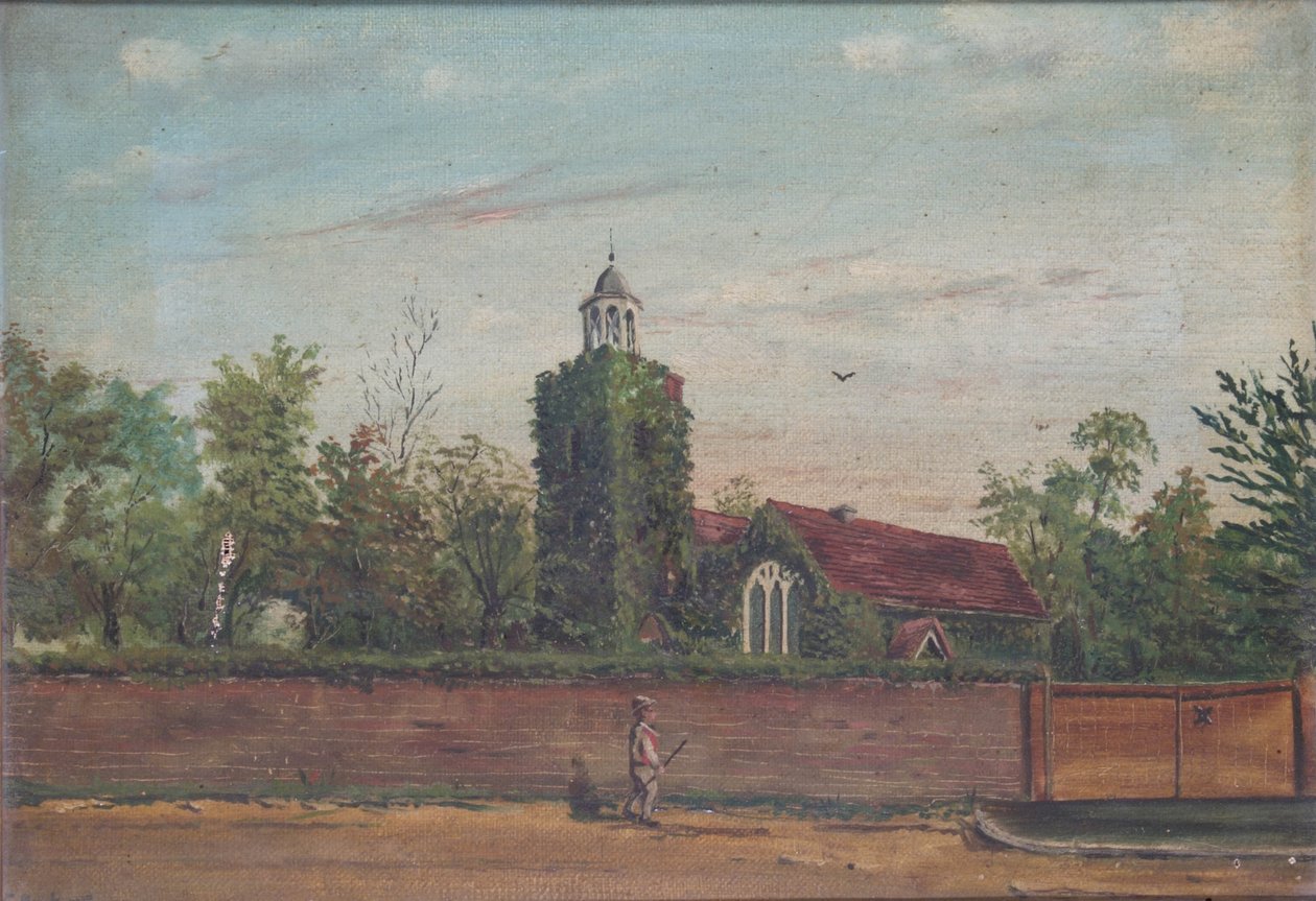 Kostel Teddington Middlesex, cca 1900 (olej na plátně) od English School