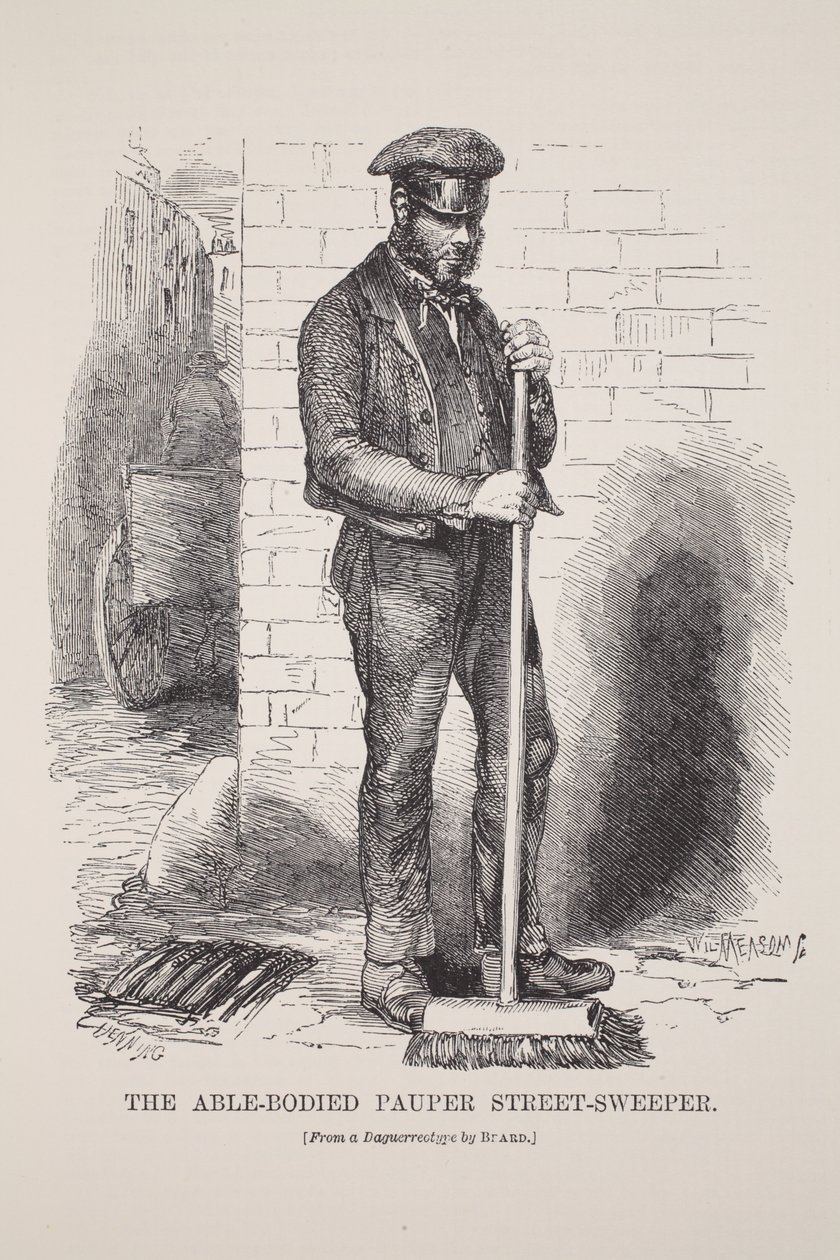 Schopný chudák Street-Sweeper, z daguerrotypie Richarda Bearda, ilustrace z London Labour and London Poor od Henryho Mayhewa, hospoda. 1862 od English School