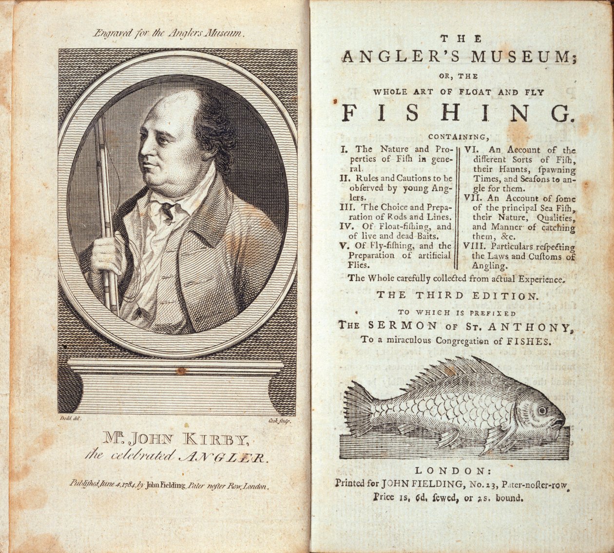 Muzeum rybářů; nebo, Celé umění plavání a muškaření, John Kirby, publikoval c.1784 od English School