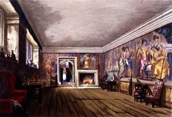 The Ante Room, Cotehele house, cca 1830-40 (barevné lito) od English School