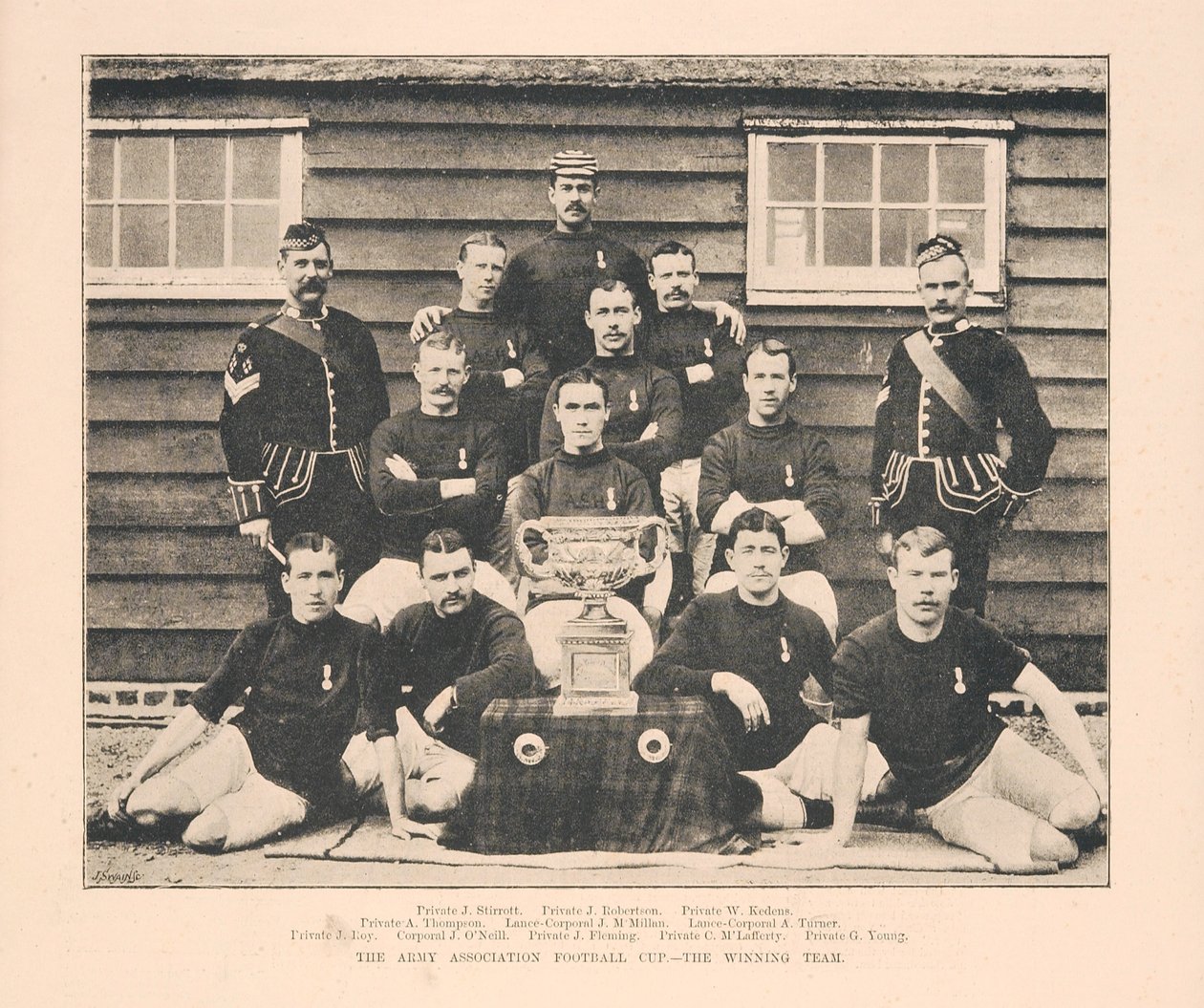 Fotbalový pohár armádního svazu – vítězný tým, z The Illustrated Sporting and Dramatic News, 18. května 1889 od English School