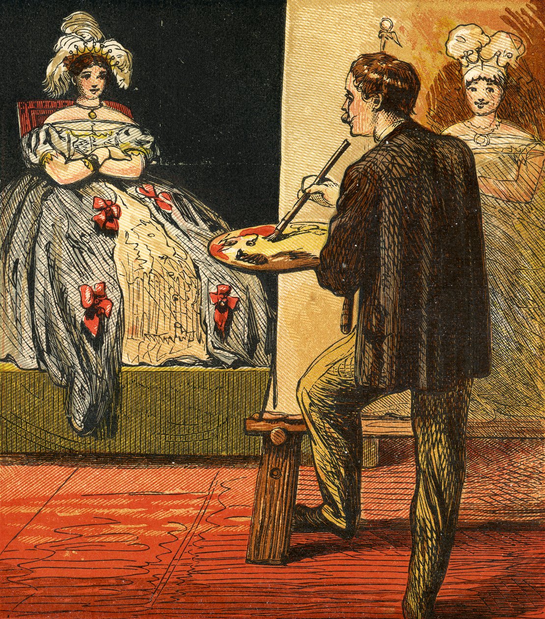 Umělec maluje portrét ve svém ateliéru, 1867 od English School