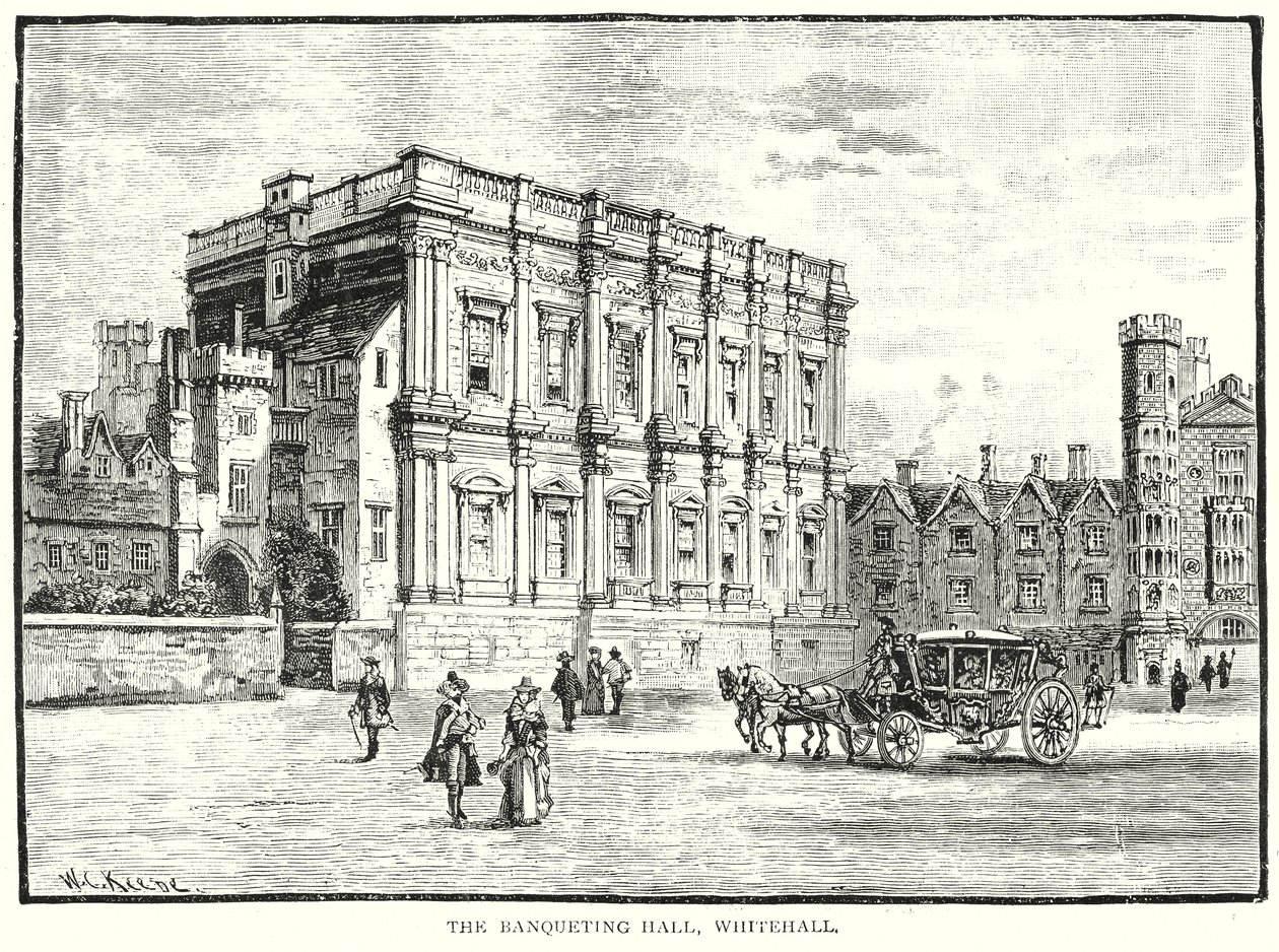 Hodovní síň, Whitehall (rytina) od English School