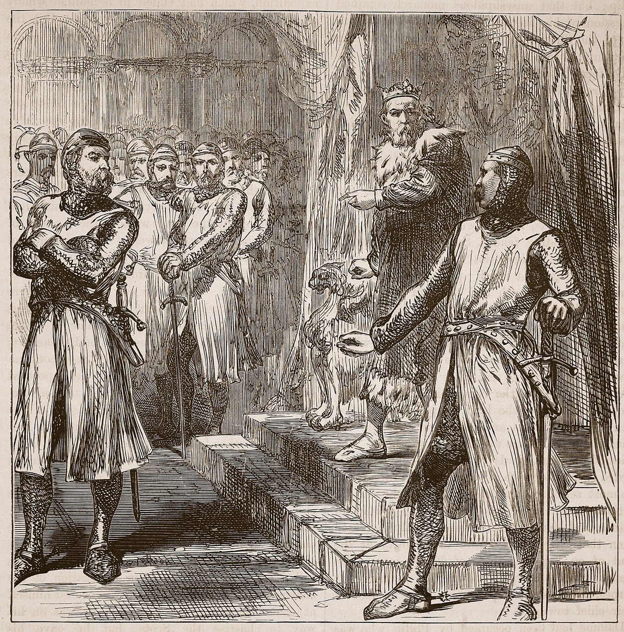 Vzpoura baronů proti králi, ilustrace z Cassells Illustrated History of England (sépiová fotografie) od English School