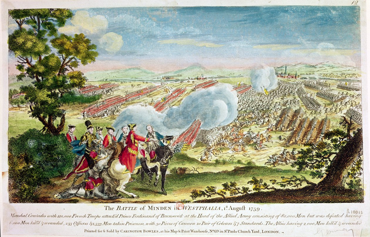 Bitva u Mindenu ve Vestfálsku v roce 1759 od English School