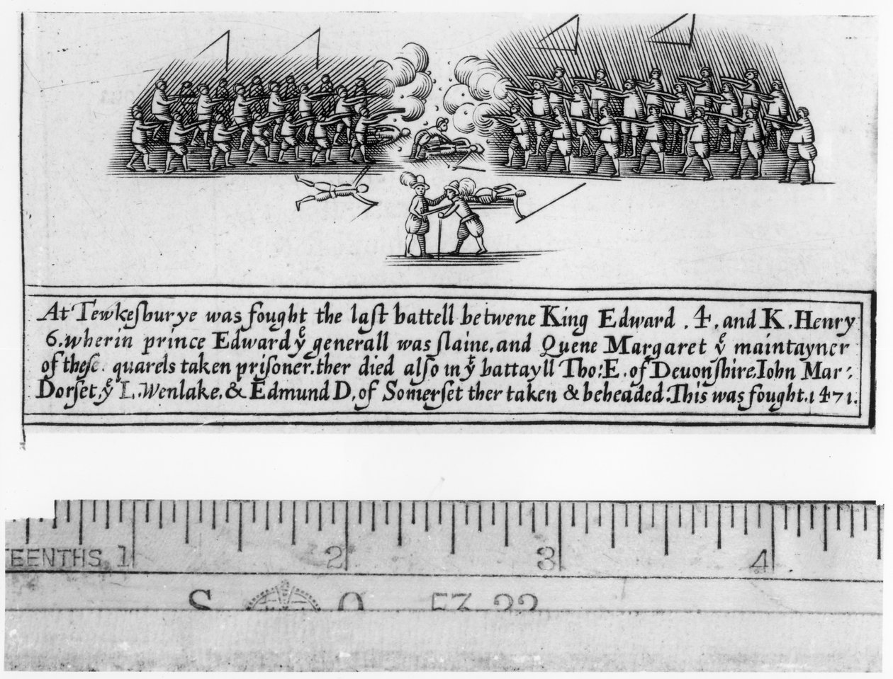 Bitva o Tewkesbury bojovala mezi králem Edwardem IV (1442-83) a princem Edwardem (1453-71) v roce 1471 od English School
