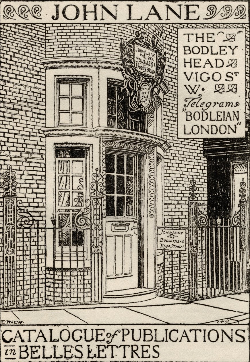 The Bodley Head Publishing House, ilustrace přední obálky z katalogu publikací v Belles Lettres od English School