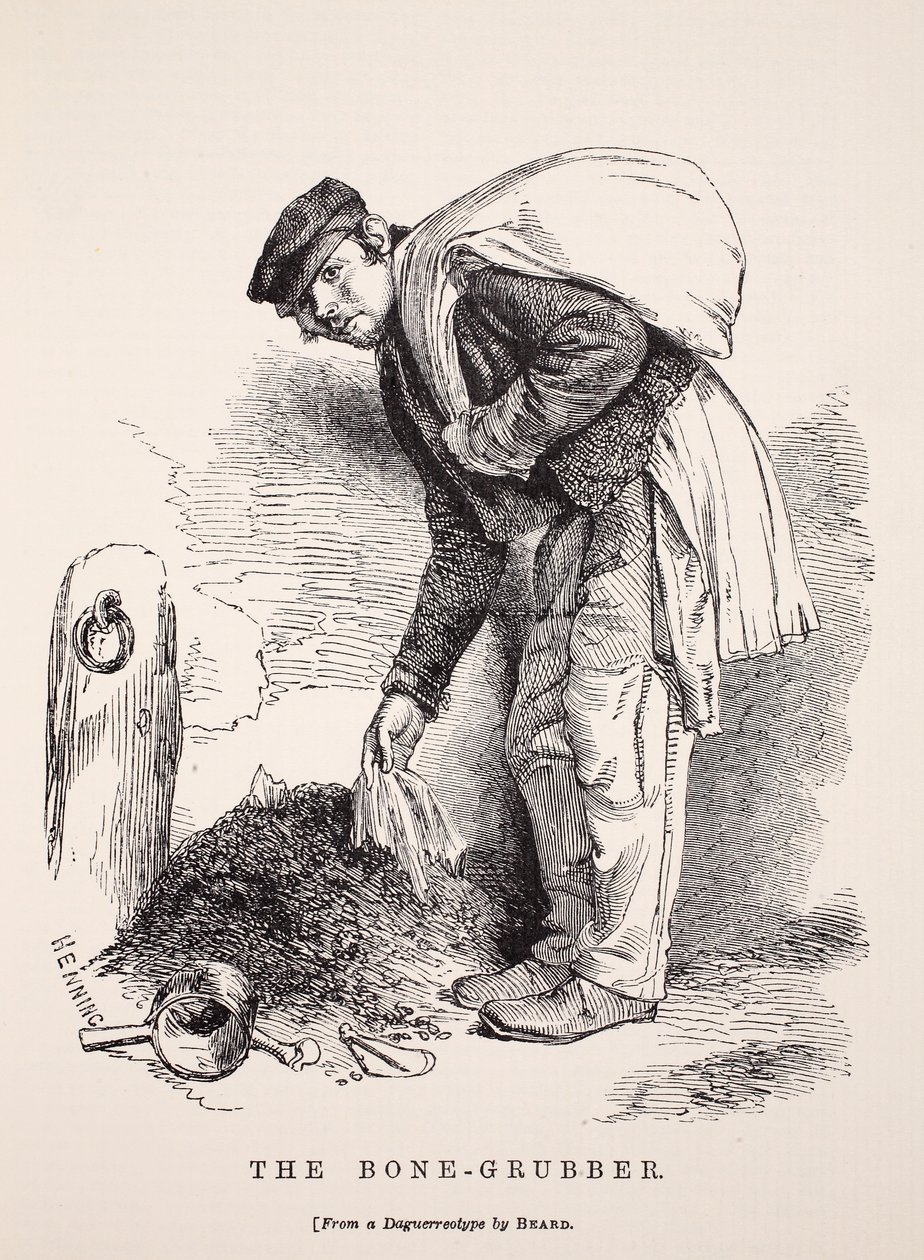 The Bone-Grubber, podle daguerrotypie Richarda Bearda, ilustrace z London Labour and London Poor od Henryho Mayhewa, hospoda. 1862 od English School