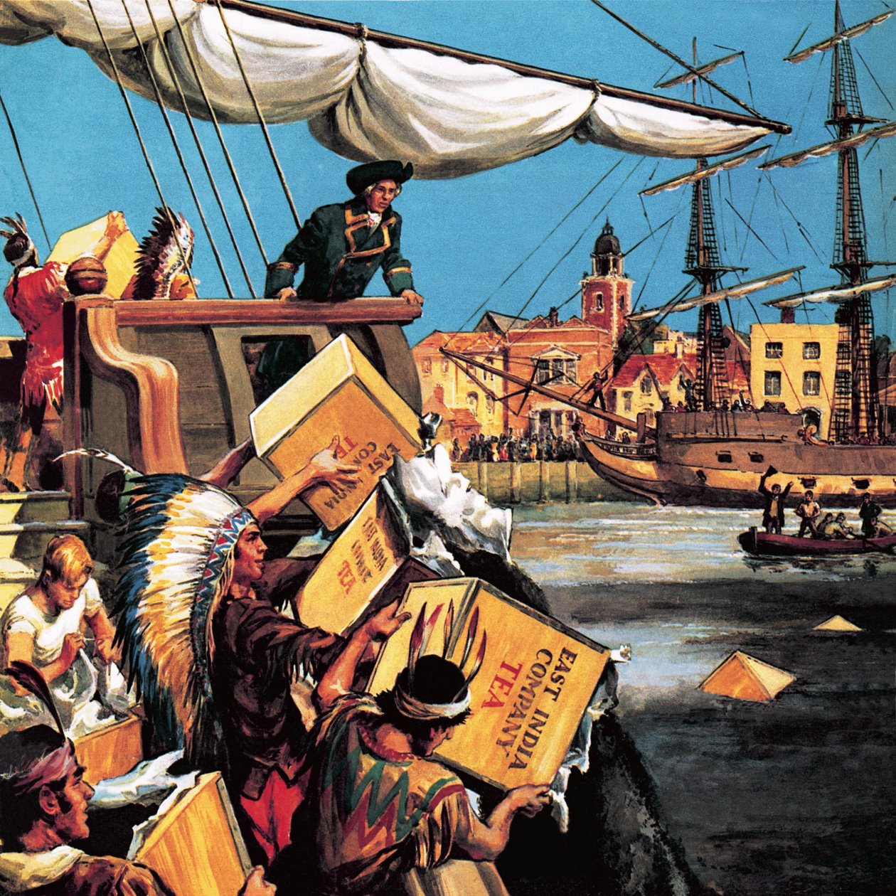 Bostonský čajový dýchánek (litografie) od English School