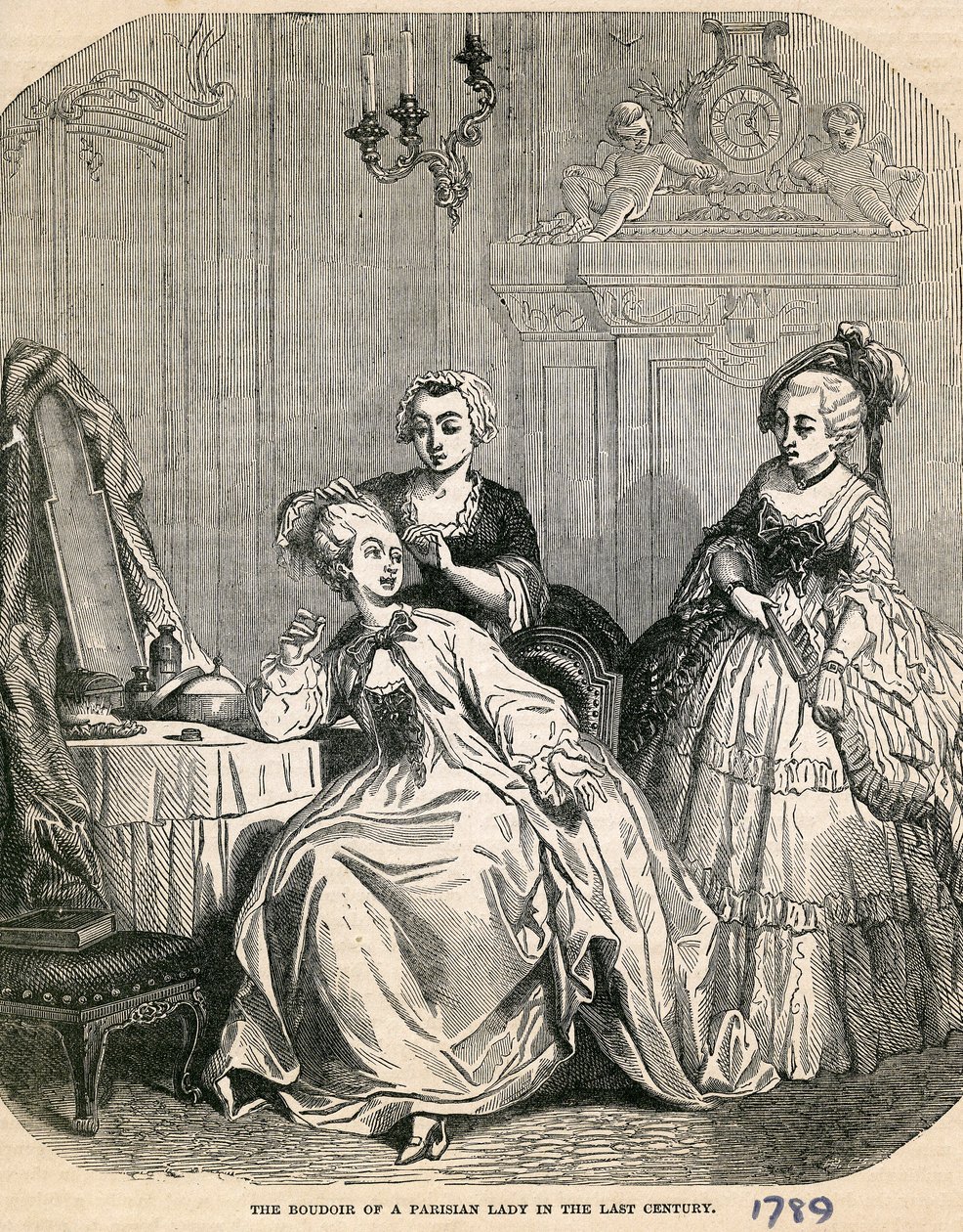 Budoár pařížské dámy v minulém století, 1789 od English School