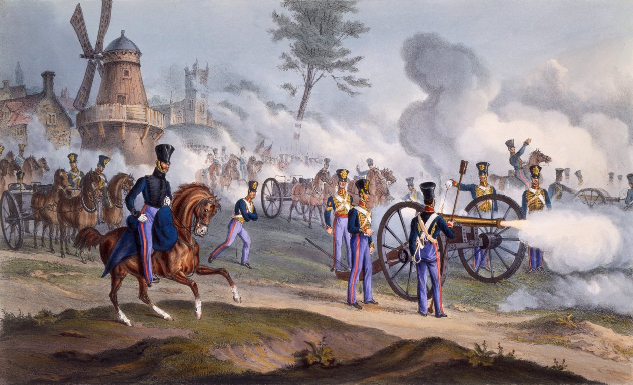 Britské královské koňské dělostřelectvo - děla na bitevním poli, 1835 od English School