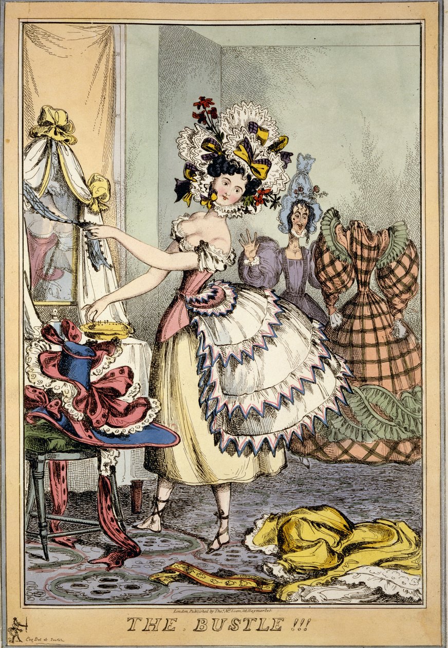 The Bustle!!!, hospoda. Thos. McLean, Londýn (ručně kolorovaná rytina) od English School