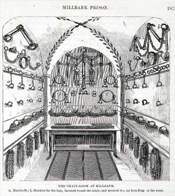 Řetězec v Millbank, z „The Criminal Prisons of London and Scenes of Prison Life“ od Henryho Mayhewa (1812-87) a Johna Binnyho od English School