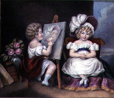 The Child Portraitist, c.1825 (akvarel na papíře) od English School