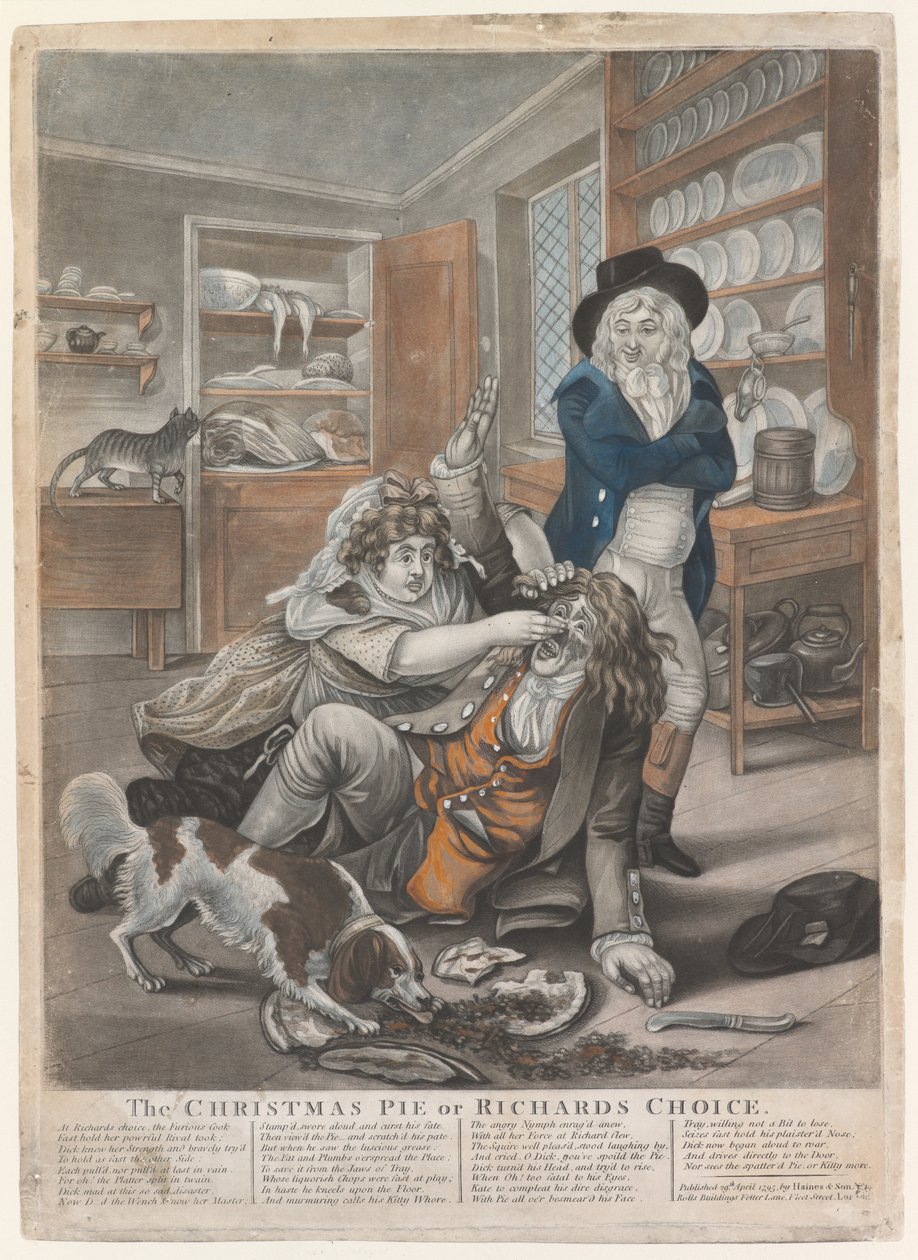 Vánoční koláč nebo Richards Choice, 1795 (ručně kolorovaná rytina) od English School
