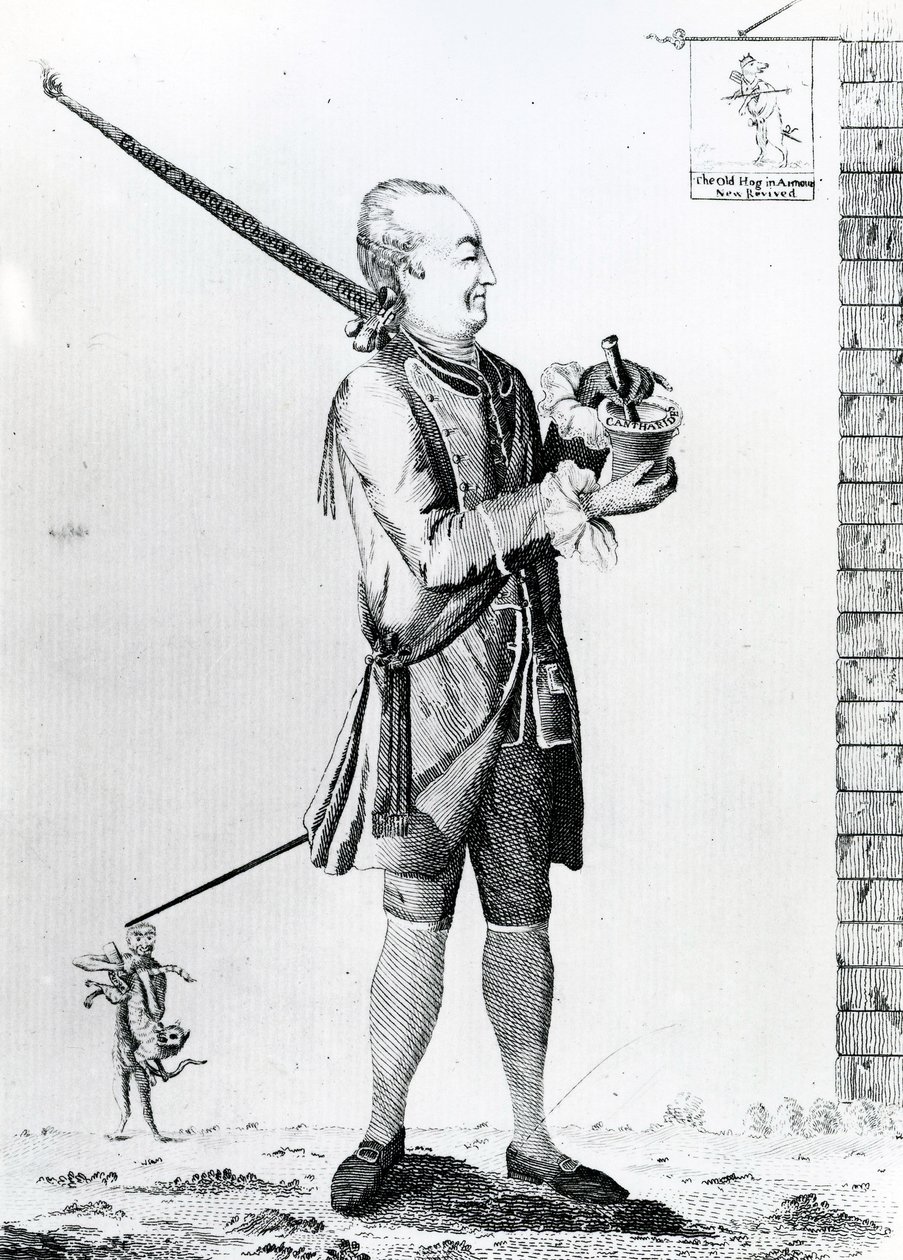 The Chymical Macaroni, vydal G. Terry, 1772 (mezzotinta) od English School