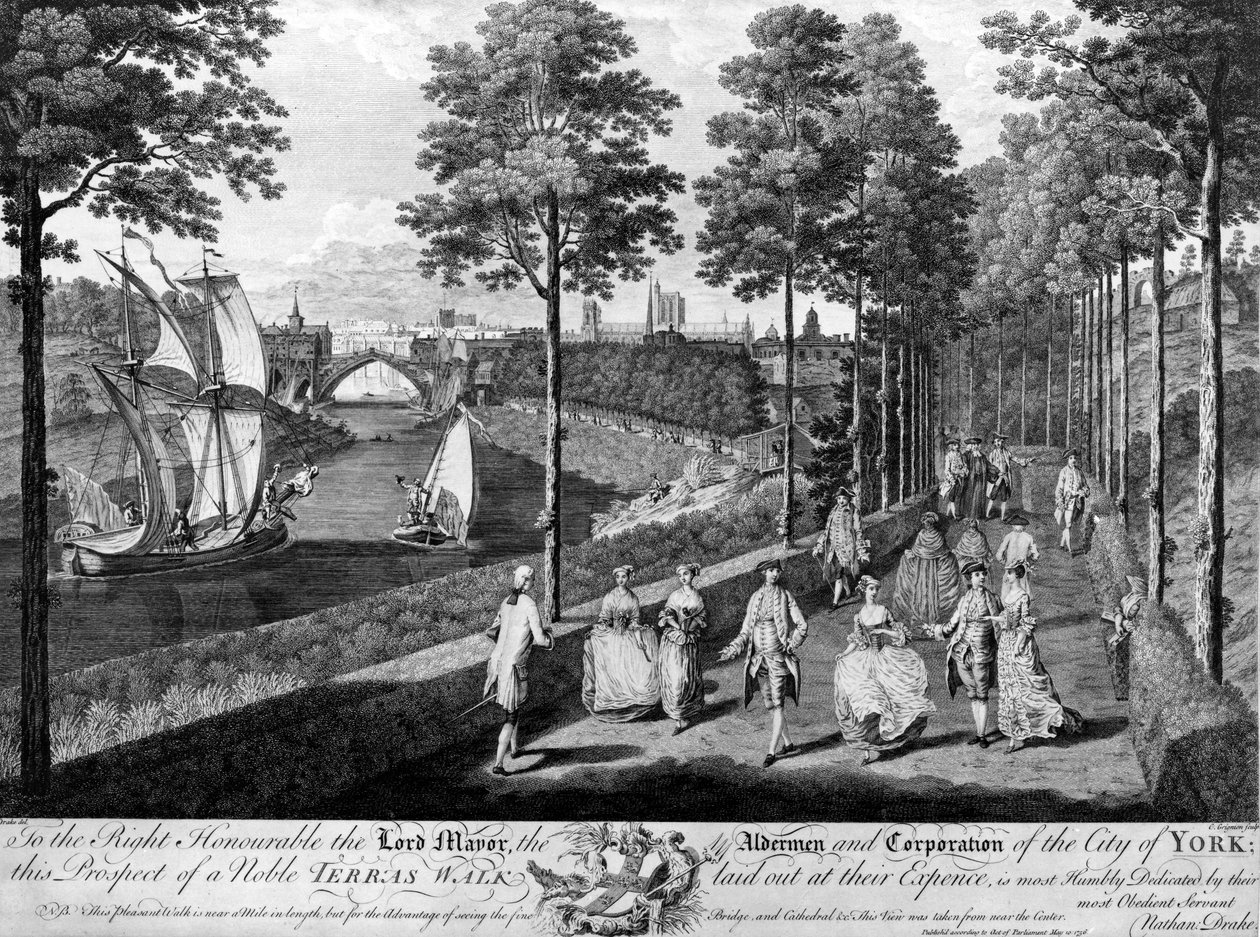 The City of York, Noble Terrace Walk, tisk Charles Grignon, 1756 od English School