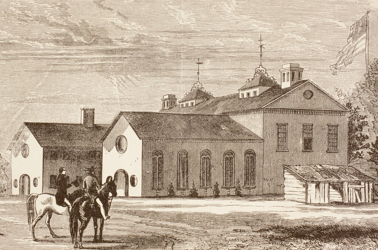 College of William and Mary, Williamsburg, Virginia (litho) od English School