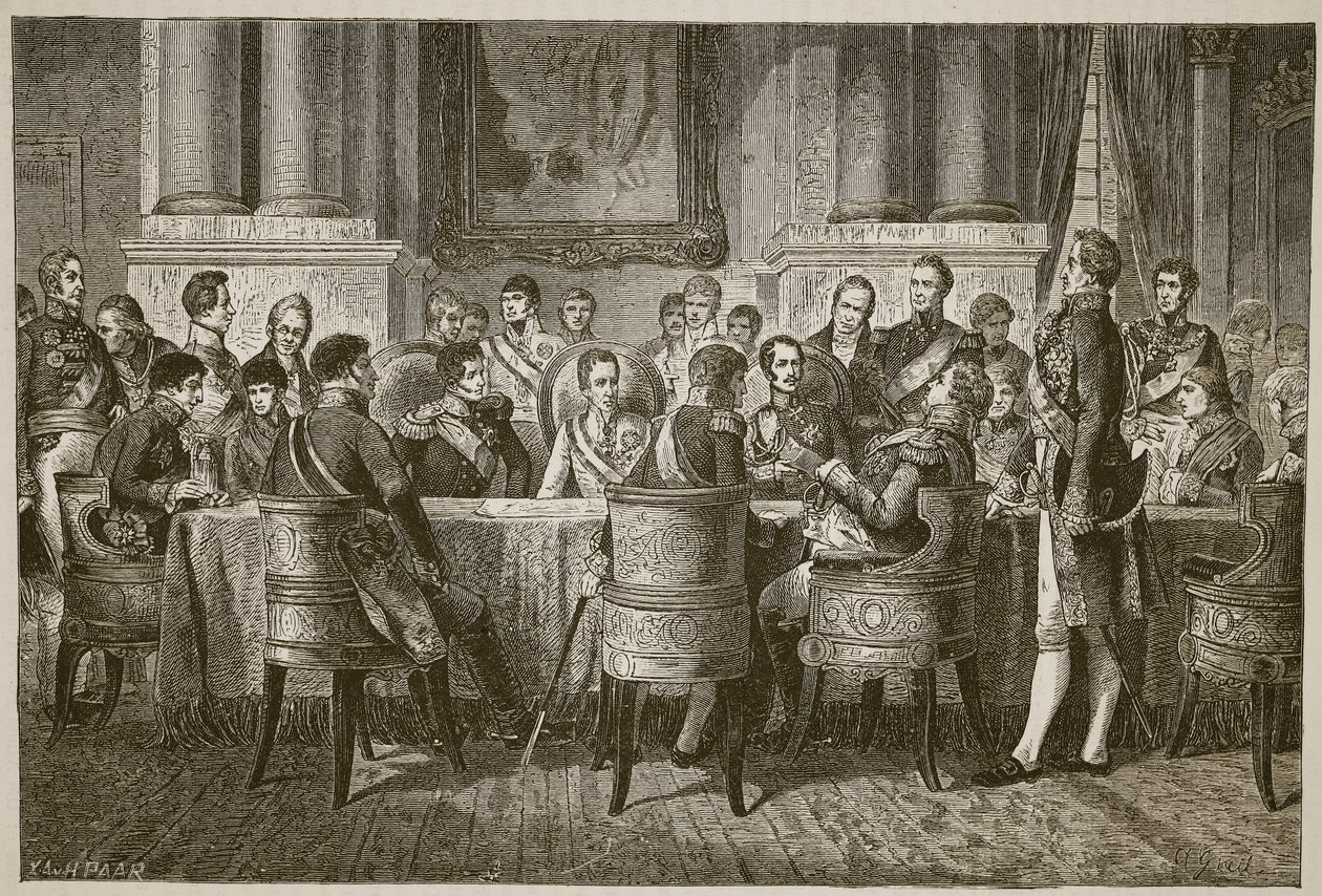 Vídeňský kongres, ilustrace z Cassells Illustrated History of England (sépiová fotografie) od English School