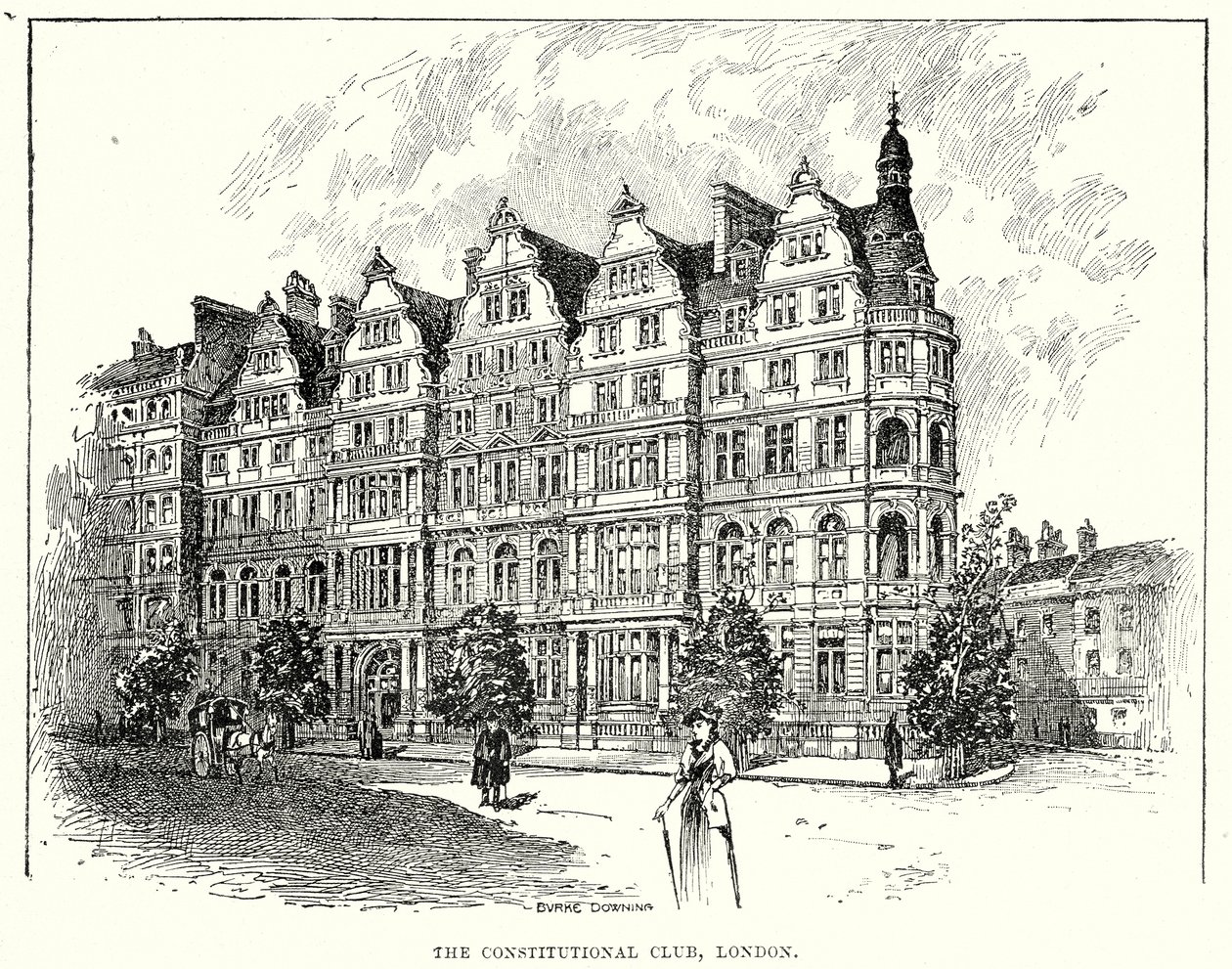 The Constitutional Club, Londýn (rytina) od English School