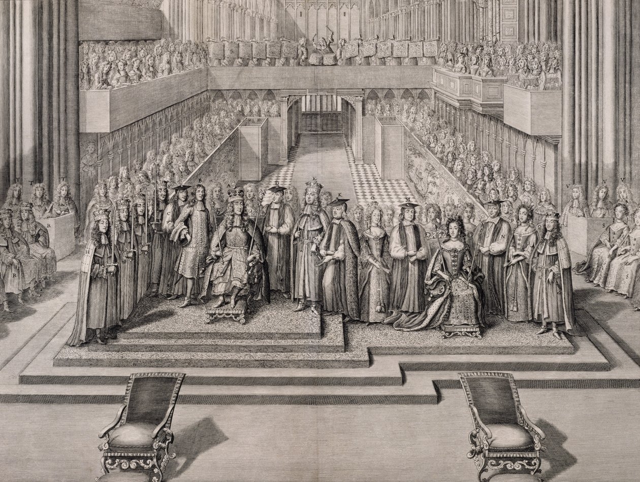Korunovace krále Jakuba II. (1633-1701) a jeho druhé manželky Marie z Modeny (1658-1718) 1685 od English School