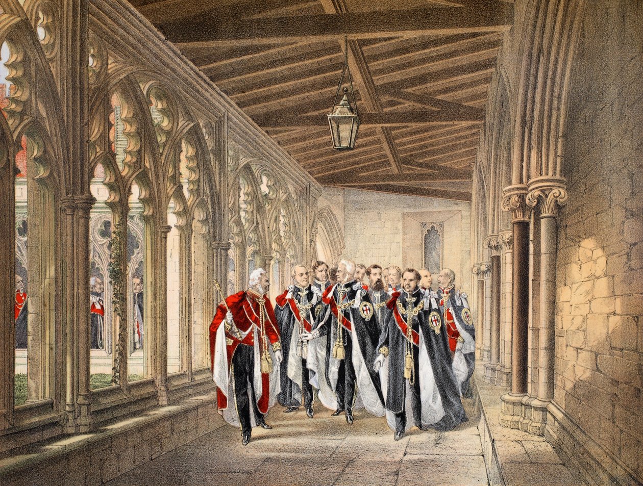 The Deans Cloister, Windsor, 10. března 1863, z Památníku sňatku Edwarda VII. a Alexandry Dánské, pub. 1864 od English School