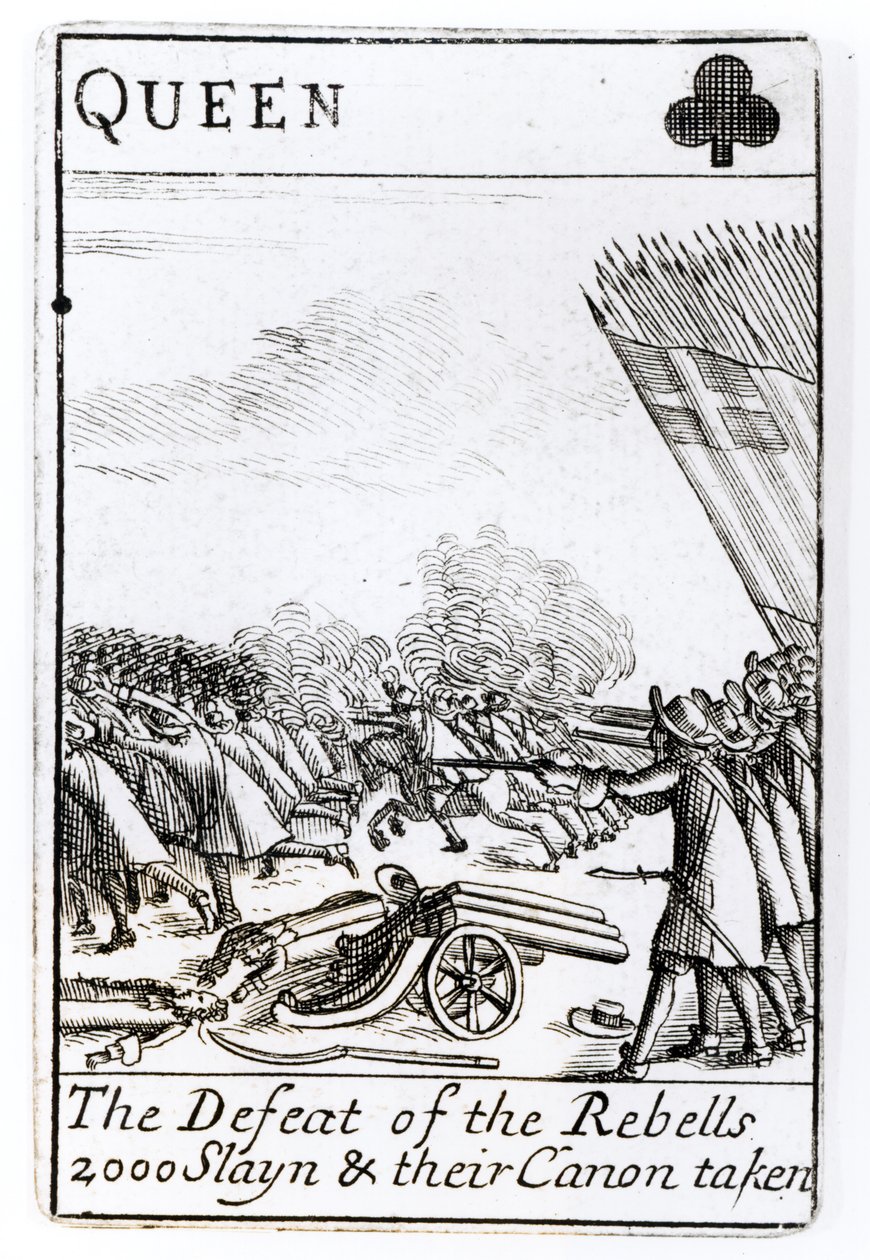 Porážka rebelů v bitvě u Sedgemoor, 6. července 1685 (dřevořez) (černobílá fotografie) od English School