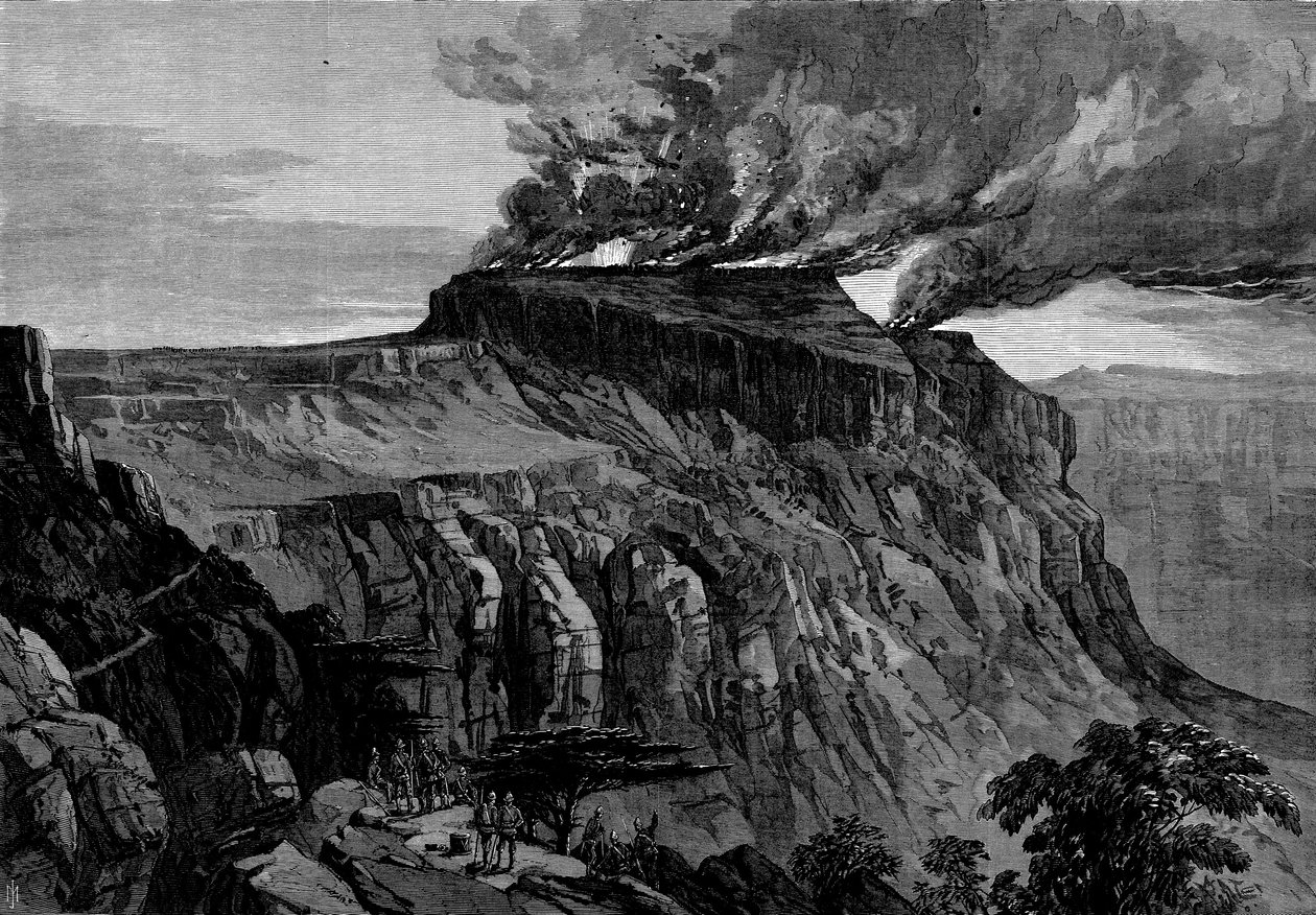 Zničení Magdaly, z britské expedice do Habeše, 1868 od English School