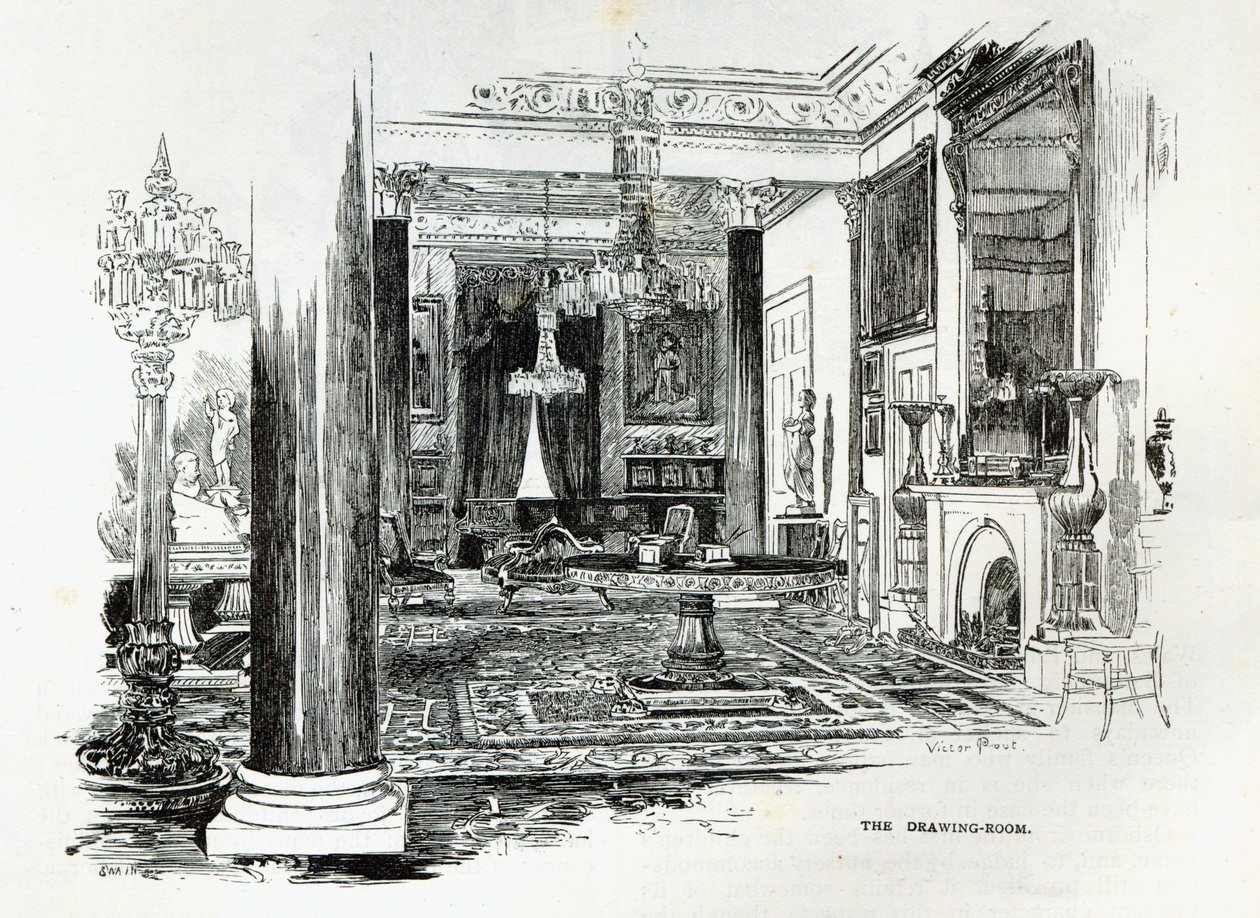 Obývací pokoj, Osborne House, z knihy "Leisure Hour", 1888 od English School