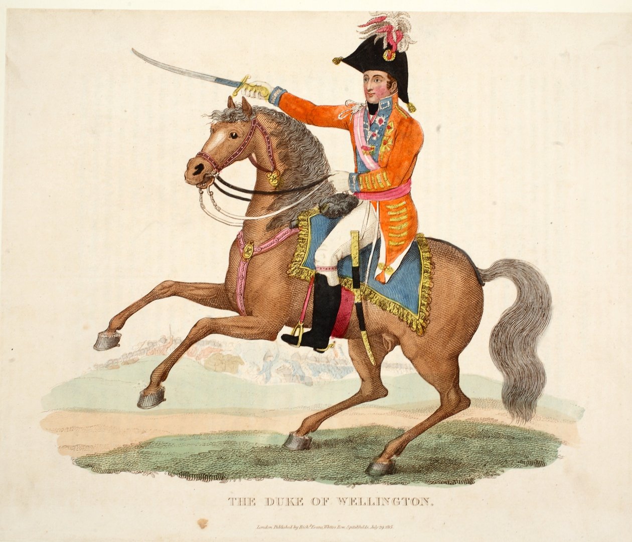 Vévoda z Wellingtonu, hospoda. od Richarda Evanse, engr Romney, ilustrace z Historický popis bitvy u Waterloo od Williama Mudforda, 1816 od English School