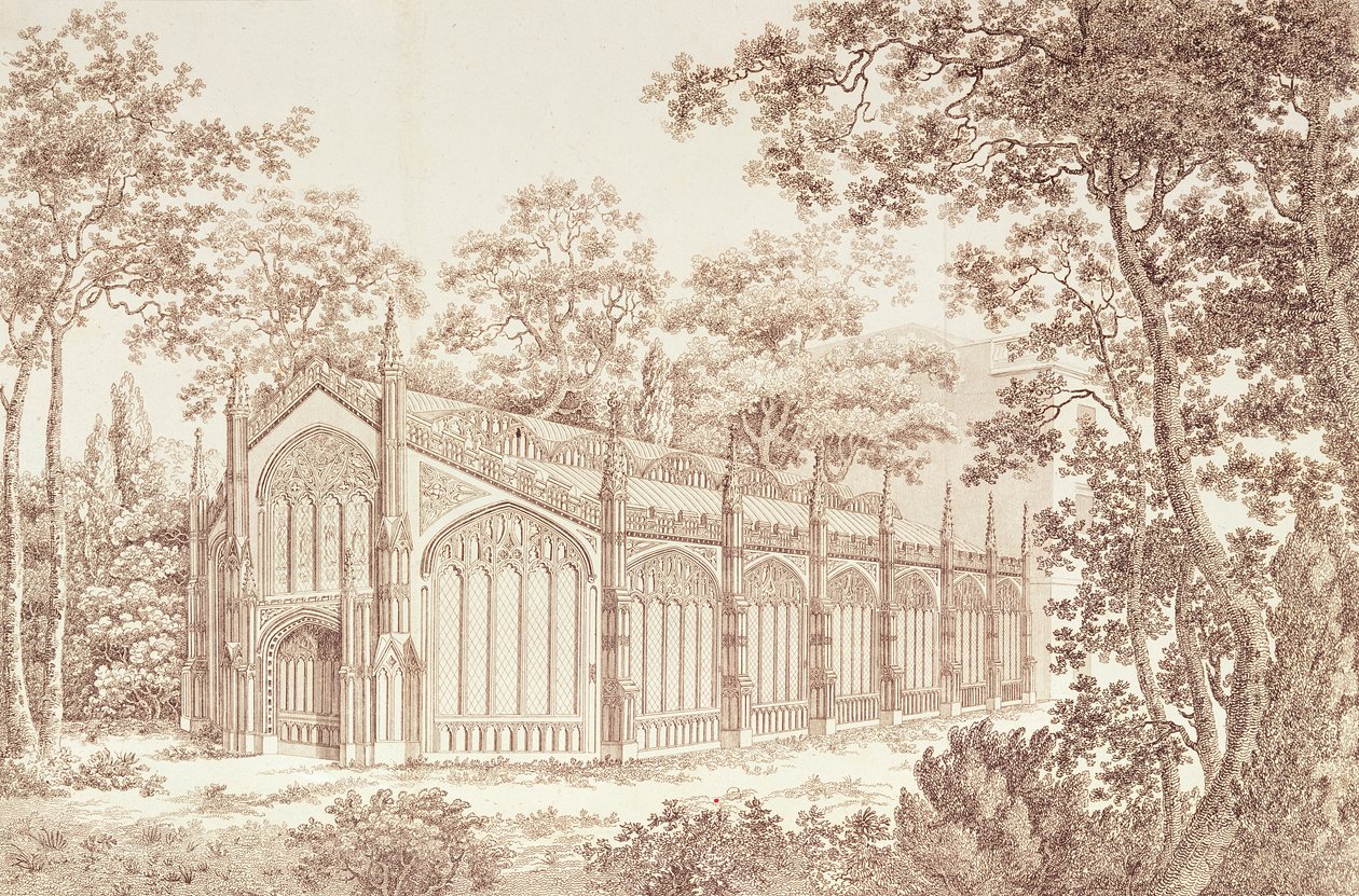 Exteriér konzervatoře prince z Walesu v Carlton House, 1811 od English School