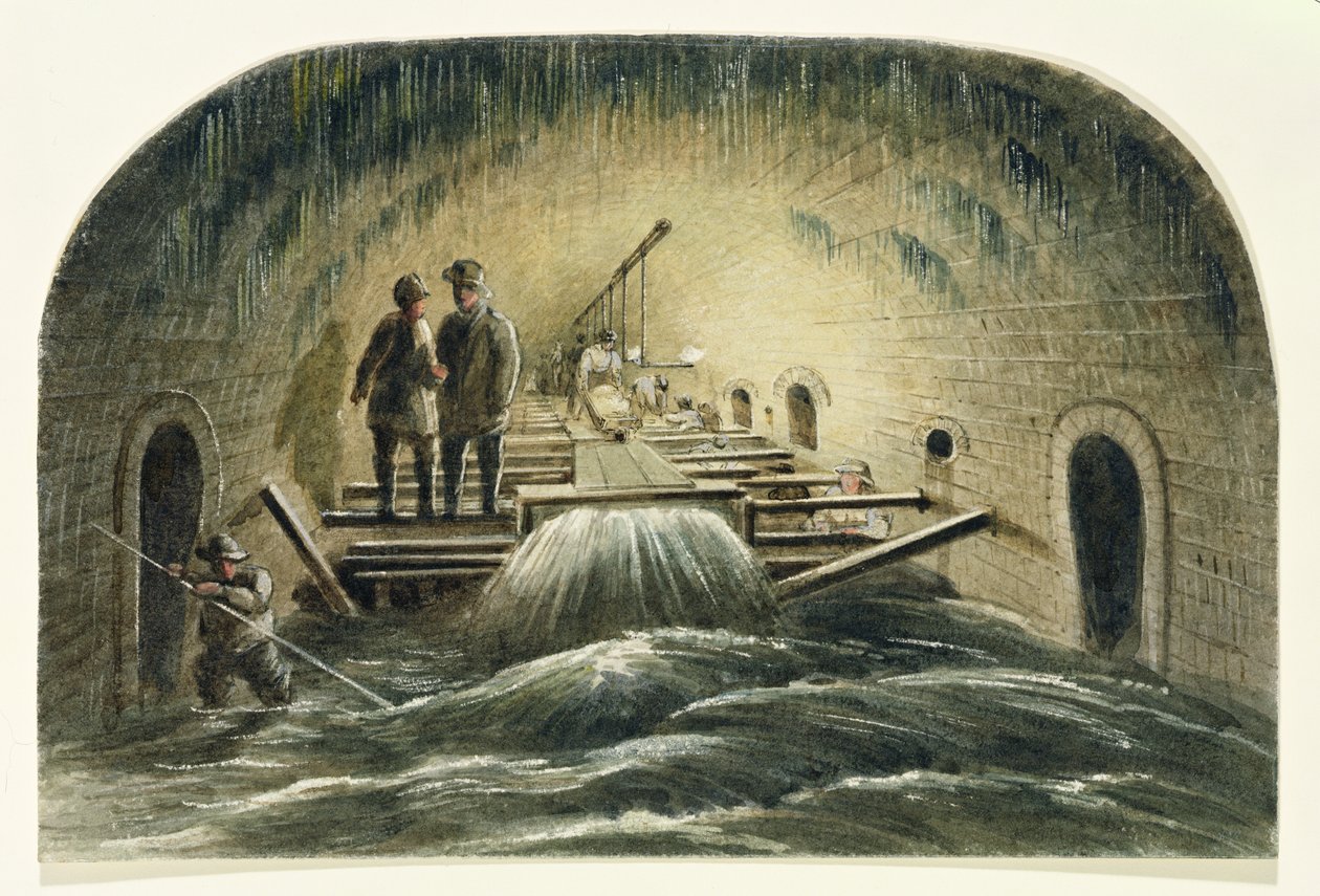 The Fleet Sewer, c.1840 (wc na papíře) od English School