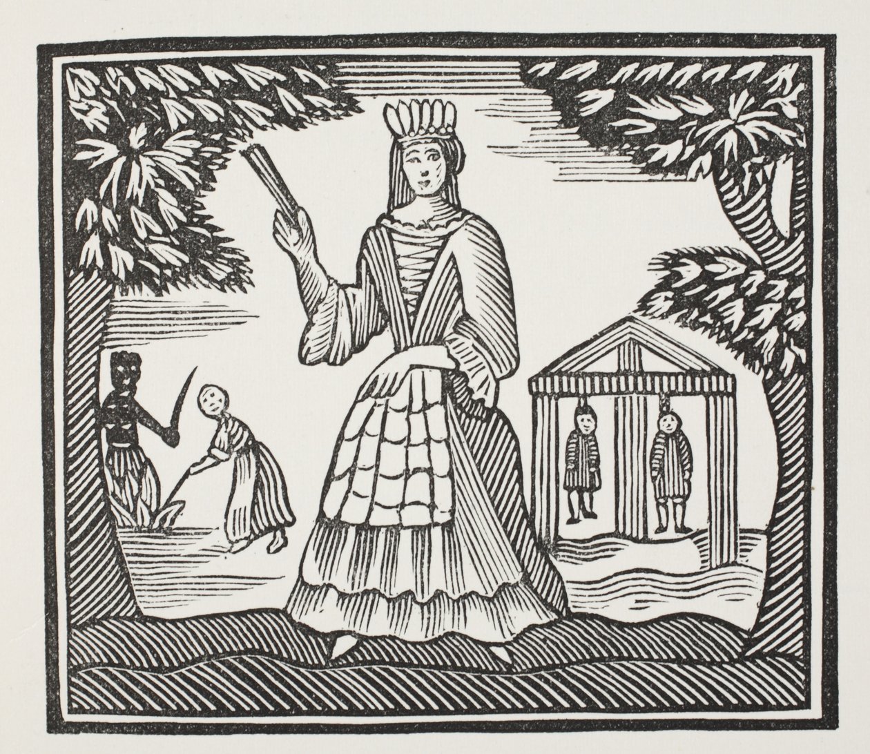The Fortunes and Misfortunes of Moll Flanders, který se narodil v Newgate, ilustrace z Chap-books of the Eighteenth Century od Johna Ashtona, hospoda. 1882 od English School